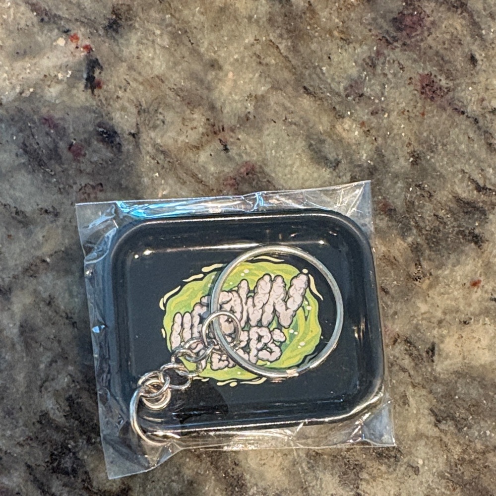 Black Keychain with Silver Accents
